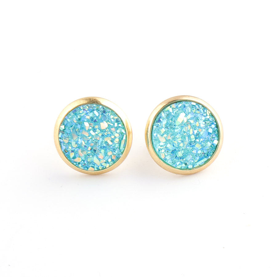 Starry Stainless Steel Water Plated Gold Stud Earrings-Jewearrings