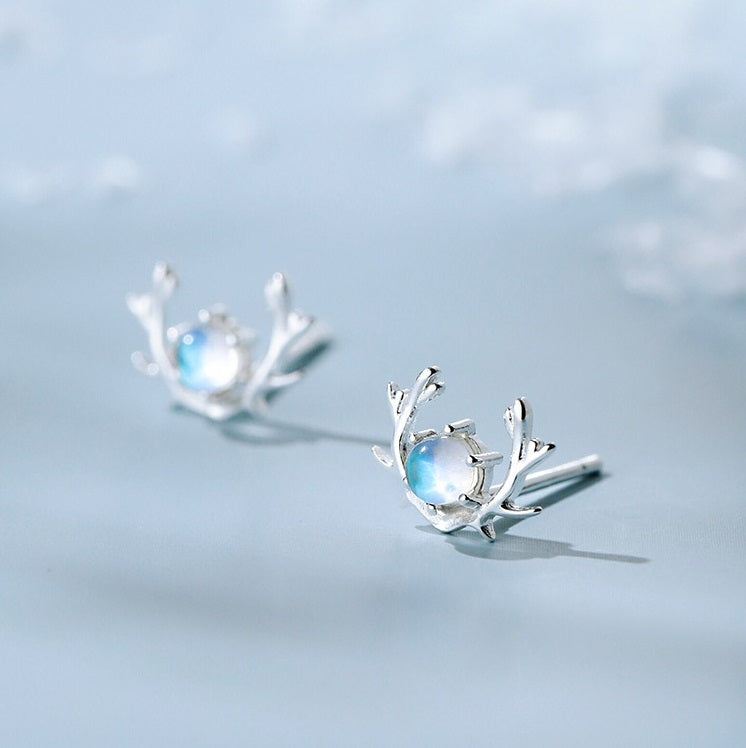 925 Sterling Silver Elk Stud Earrings For Women-Jewearrings