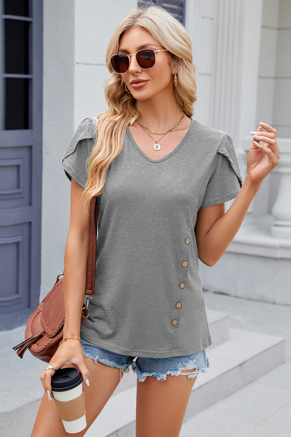 V-Neck Short Sleeve T-Shirt-Jewearrings