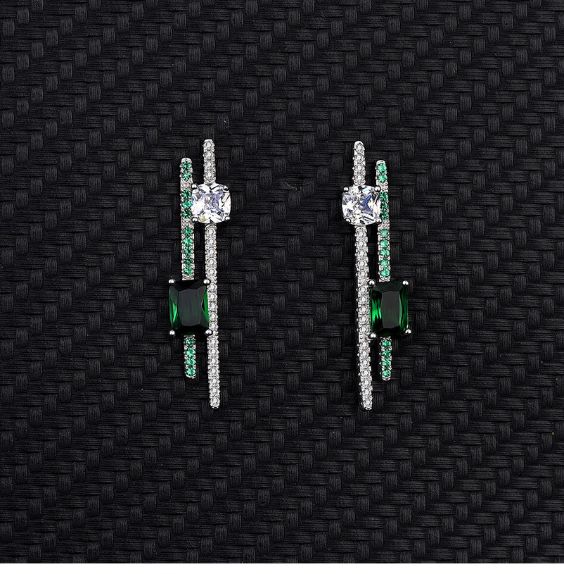 S925 Sterling Silver Stud Earrings Emerald-Jewearrings