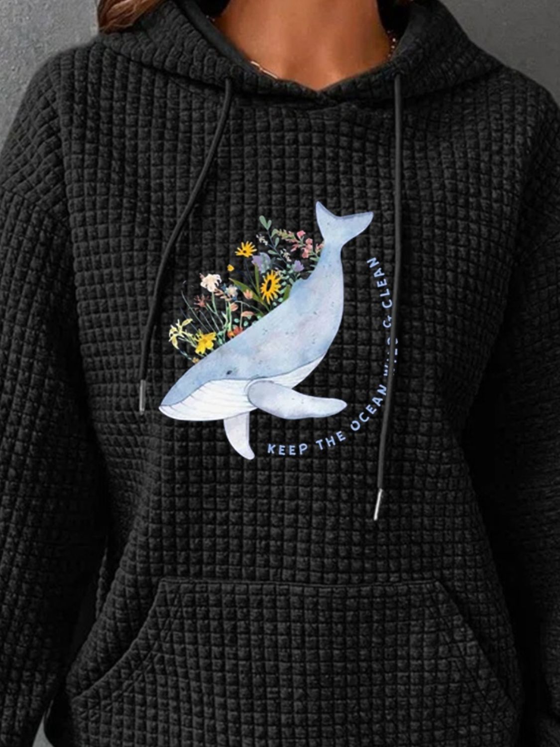 Full Size Whale Graphic Drawstring Hoodie-Jewearrings