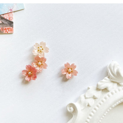 Mini Asymmetric Cherry Blossom Earrings 925 Sterling Silver-Jewearrings