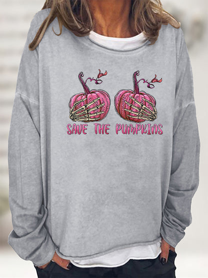 SAVE THE PUMPKIN Graphic Full Size Sweatshirt-Jewearrings