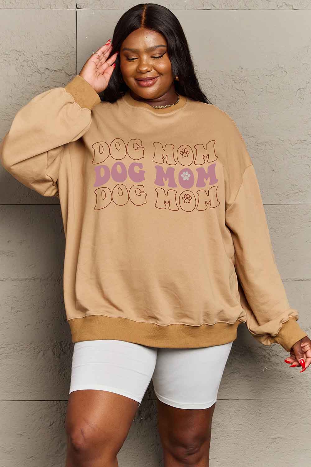 Simply Love Simply Love Full Size Graphic DOG MOM Sweatshirt-Jewearrings