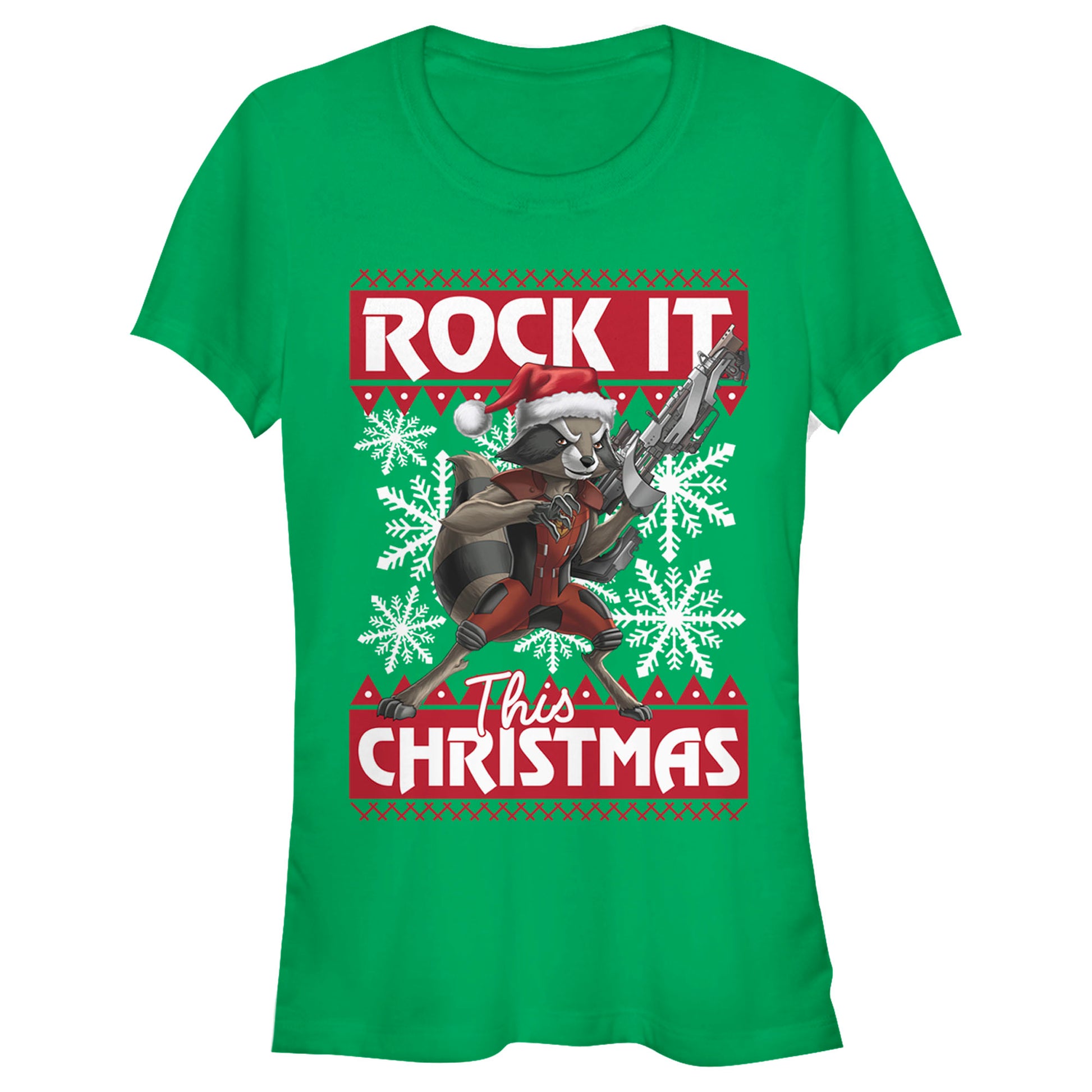 Junior's Marvel Rocket Xmas T-Shirt