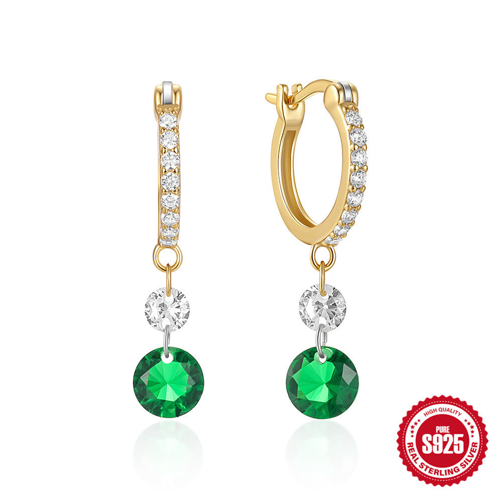 Women's Fashion Casual Zircon Emerald Earrings-Jewearrings