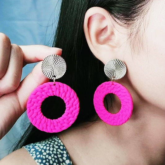 Bohemian Geometric Round Spray Paint Stud Earrings-Jewearrings