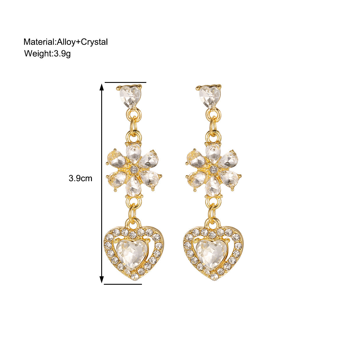 Love Heart Stud Earrings Female Super Zircon-Jewearrings