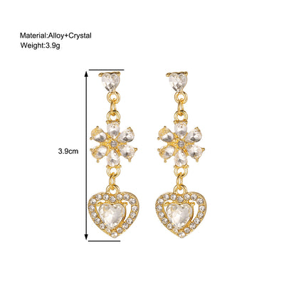 Love Heart Stud Earrings Female Super Zircon-Jewearrings