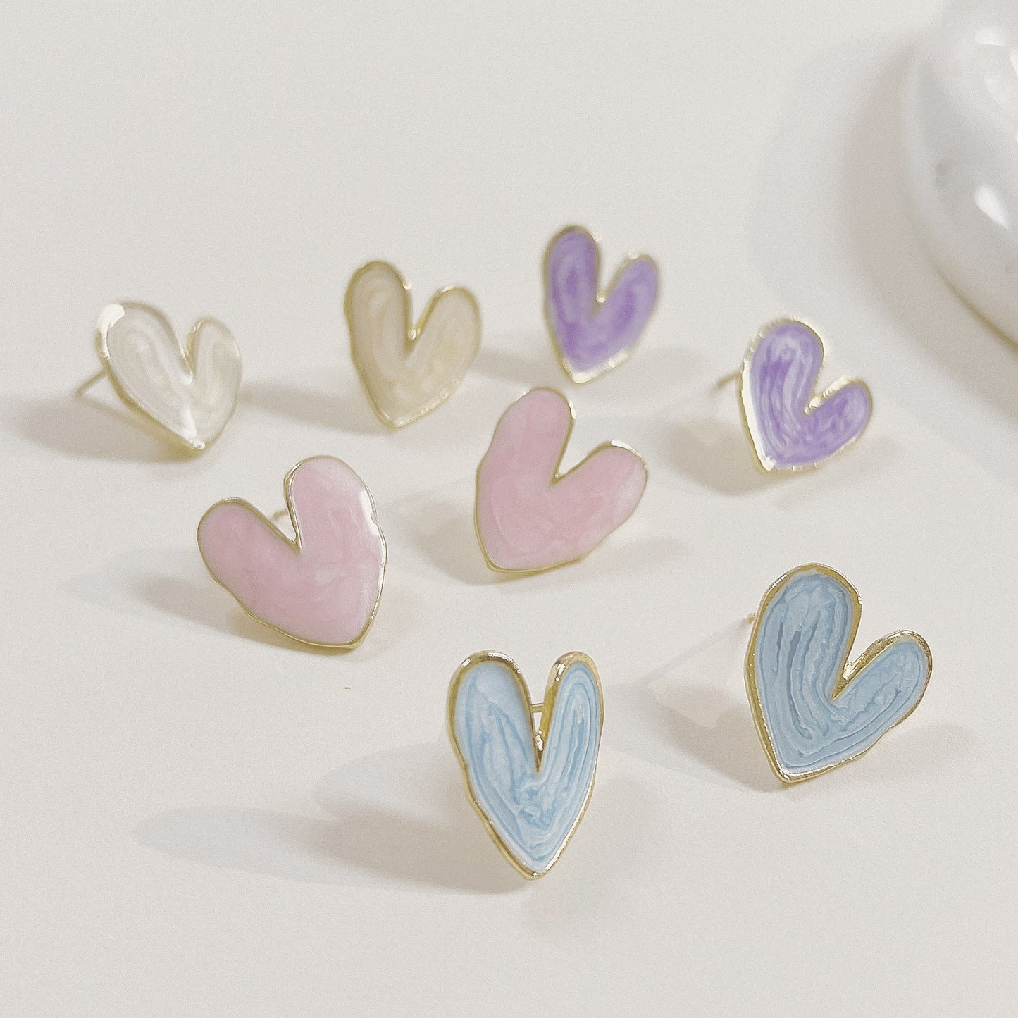 Love Heart Simplicity Retro Dripping Stud Earrings-Jewearrings