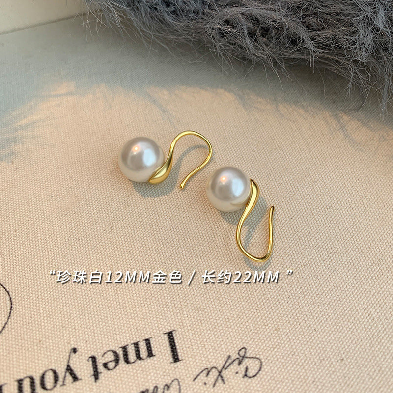 Silver Gray Pearl Stud Earrings S925 Silver Exquisite Ear Hook Premium Earrings-Jewearrings