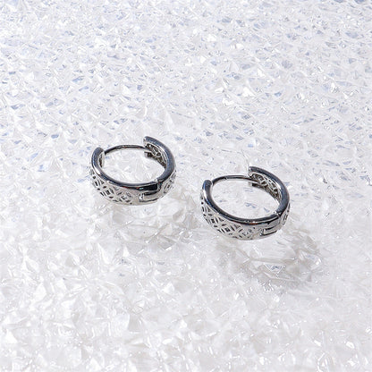 European And American Stainless Steel Earrings High-grade Hollow Pattern Ear Clip-Jewearrings