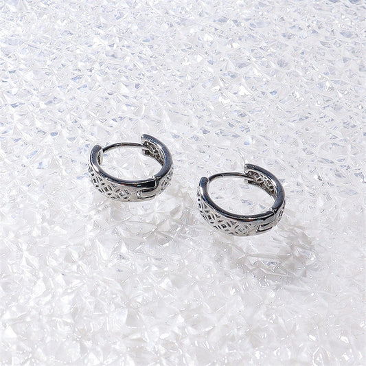 European And American Stainless Steel Earrings High-grade Hollow Pattern Ear Clip-Jewearrings