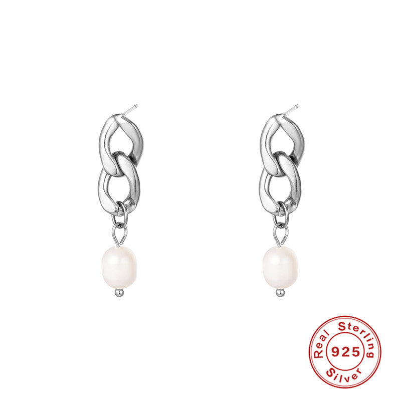 Sterling Silver Pearl Grace High-grade Thin Earrings-Jewearrings