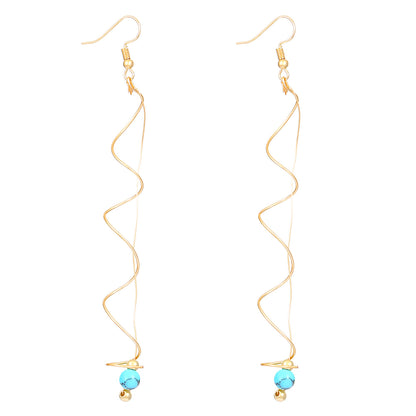 Big Wave Turquoise Dangle Earrings Female Spiral Laid-Jewearrings