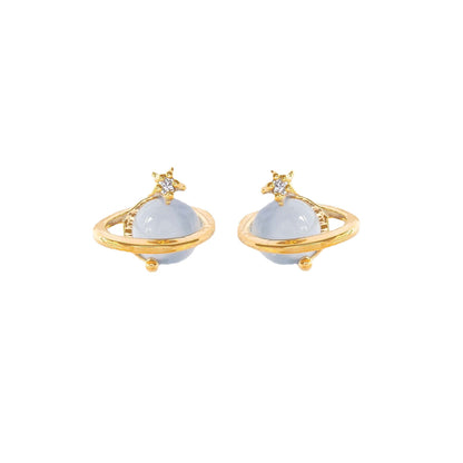 Opal Earrings Design Sense Saturn Female-Jewearrings