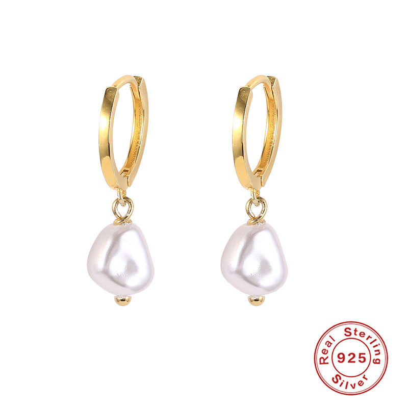 Sterling Silver Pearl Grace High-grade Thin Earrings-Jewearrings