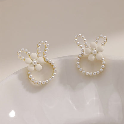 Sterling Silver Needle Sweet Ins Style Rabbit Stud Earrings-Jewearrings