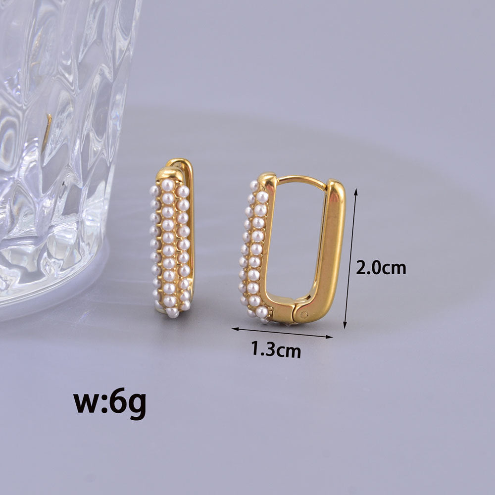 Women's Personalized Fashion Gold-plated Square Inlaid Zircon Earrings-Jewearrings