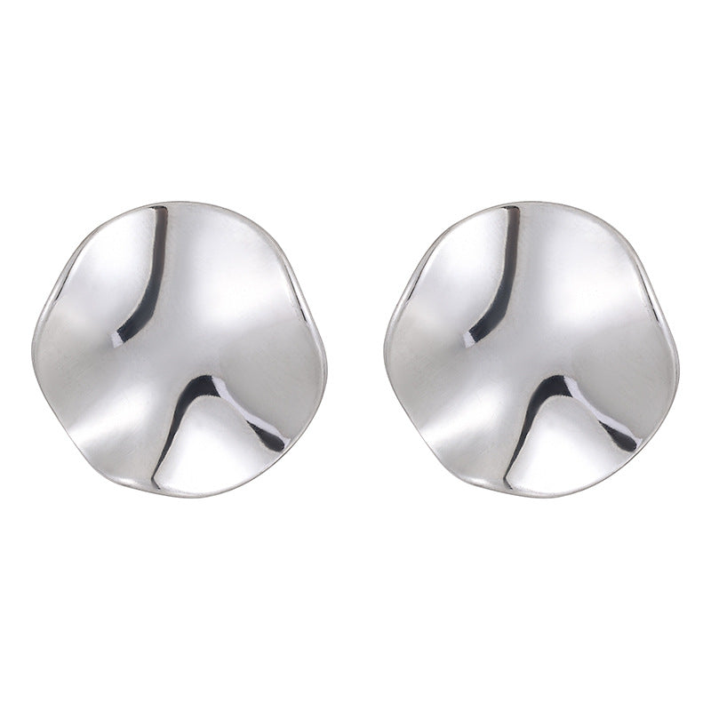 Large Round Glossy Stud Earrings Stainless Steel-Jewearrings