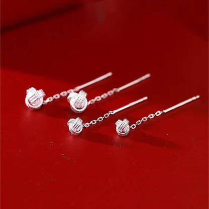 Women's Sterling Silver Ruyi Knot Stud Earrings-Jewearrings