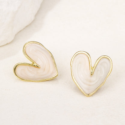 Love Heart Simplicity Retro Dripping Stud Earrings-Jewearrings