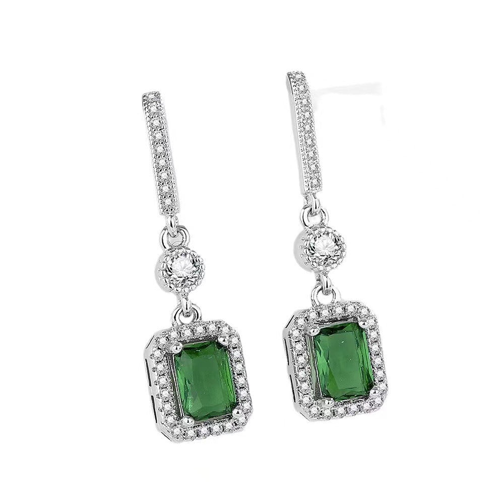 Light Luxury Emerald Earrings Tassel Design Minimalist-Jewearrings