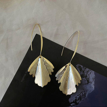 Sterling Silver Needle Ginkgo Leaf Women's Simple Tassel Earrings-Jewearrings