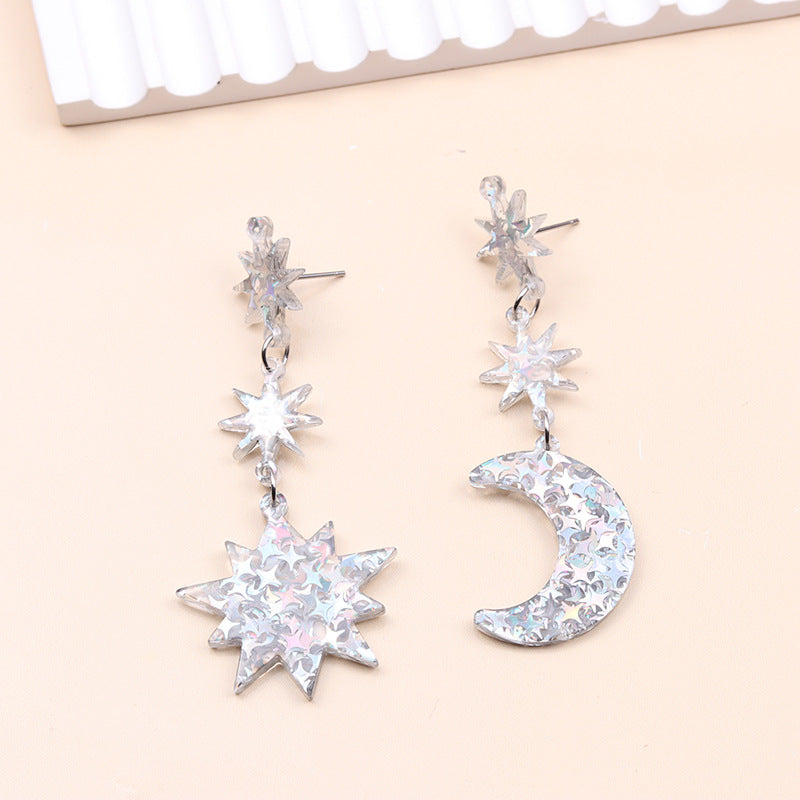 Star Moon Series Stud Earrings Europe And America Creative Acrylic-Jewearrings