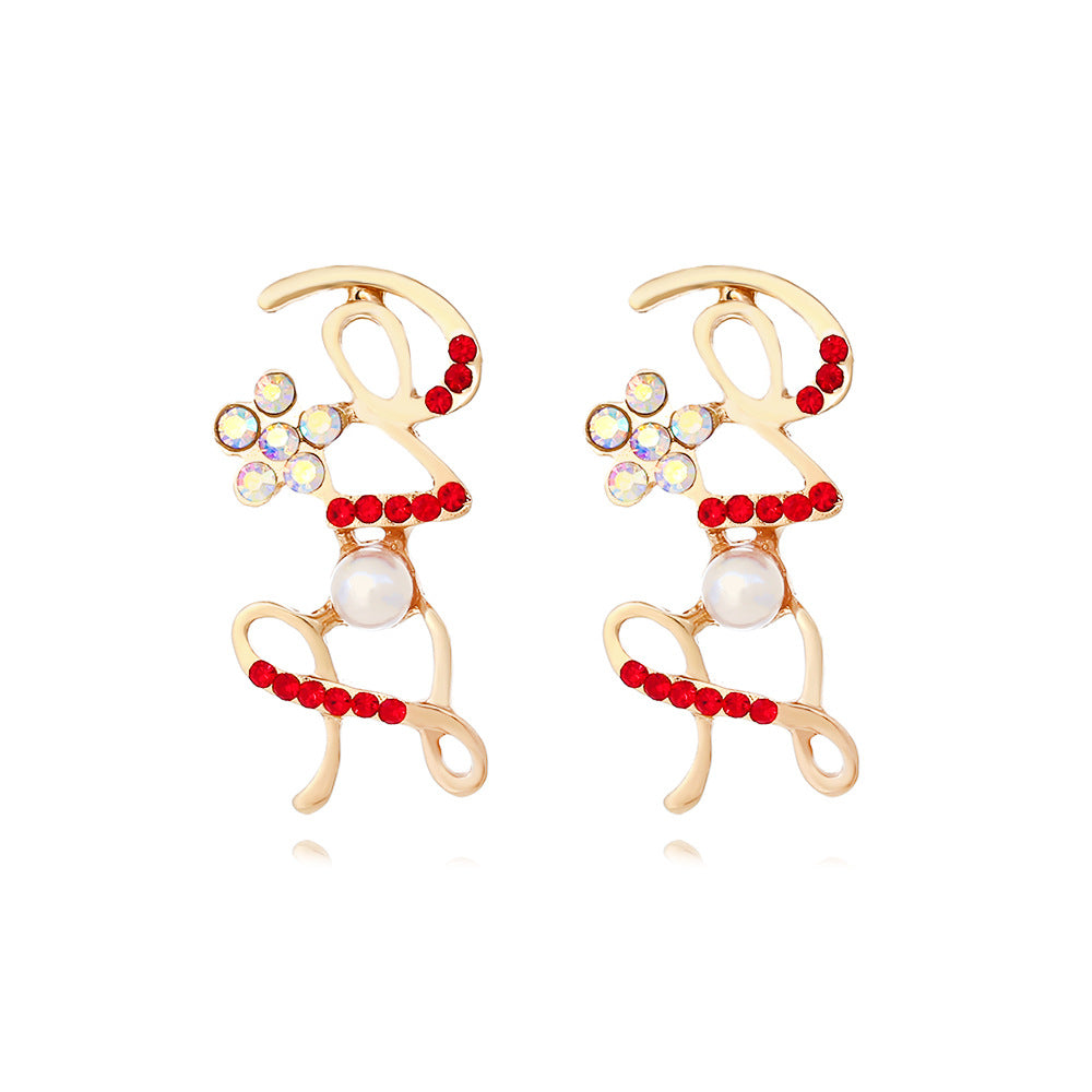 Women's Fashion Alloy Inlaid Imitation Pearl Alphabet Letter Earrings-Jewearrings