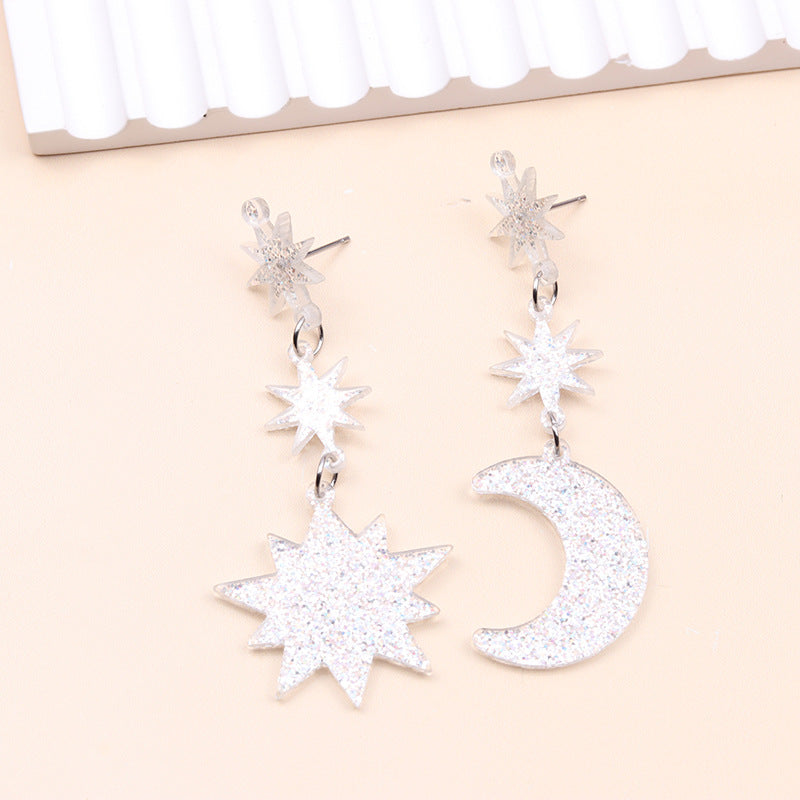 Star Moon Series Stud Earrings Europe And America Creative Acrylic-Jewearrings