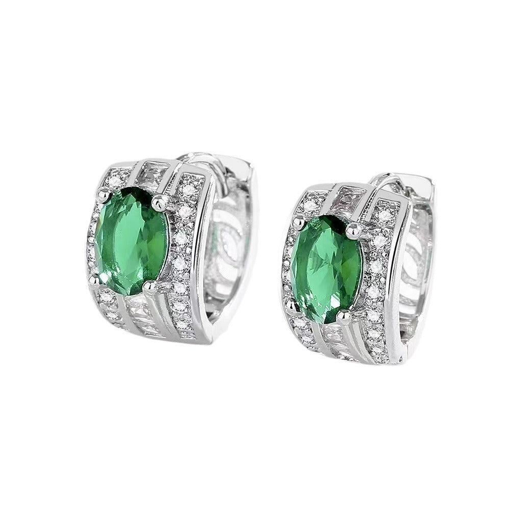 European And American Emerald Zircon Earrings High Sense-Jewearrings