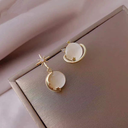 Asymmetric Opal Planet Earrings Women-Jewearrings