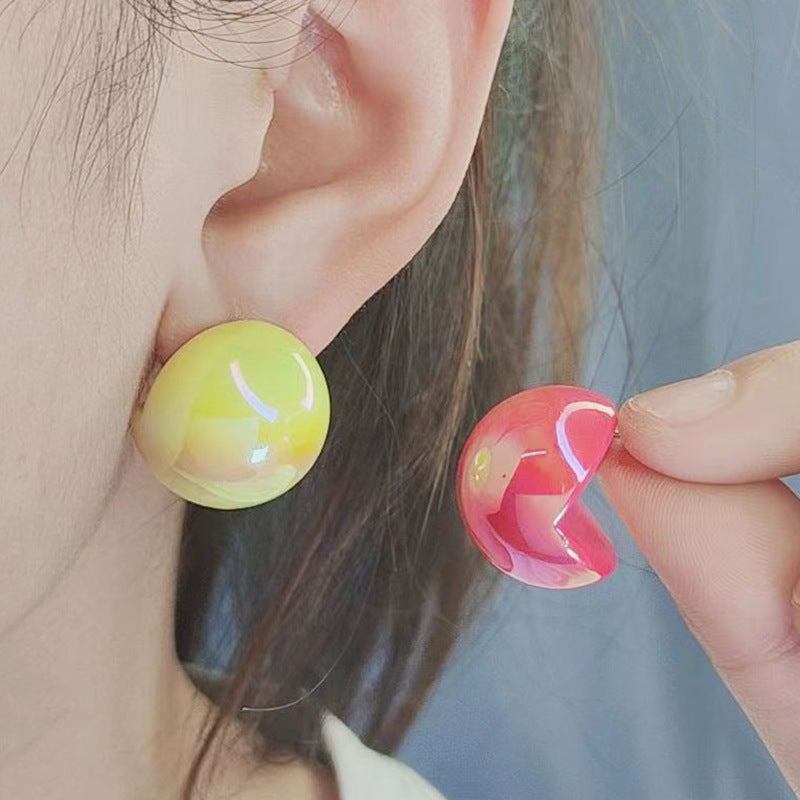 Summer Fashion Magic Color Bean-shaped Stud Earrings-Jewearrings