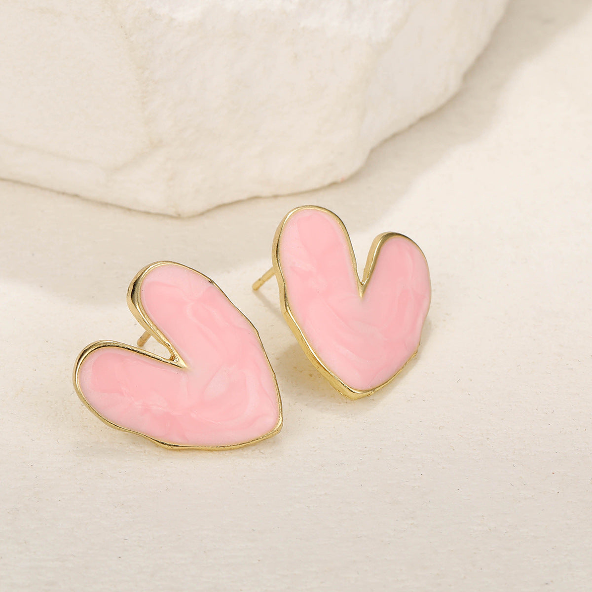 Love Heart Simplicity Retro Dripping Stud Earrings-Jewearrings