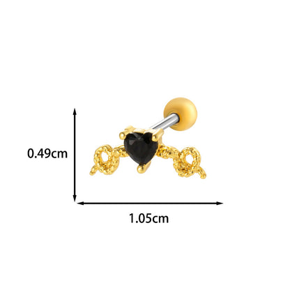 Copper Inlaid Zirconium Love Chain Stainless Steel Rod Fashion Stud Earrings-Jewearrings