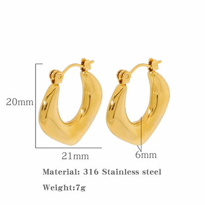 Retro French Metal Mirror Geometric Ring Ear Clip Female Special-interest Earrings-Jewearrings