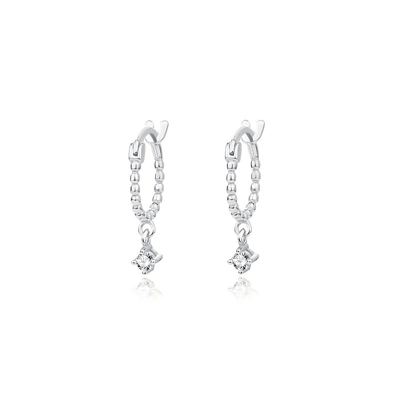 Women's Fashion Sterling Silver Personality Circle Ball Bead Earrings-Jewearrings