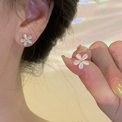 Small Opal Flower Stud Earrings Fashion Simple-Jewearrings