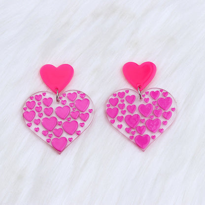 Valentine's Day Rose Red Love Heart Stud Earrings-Jewearrings