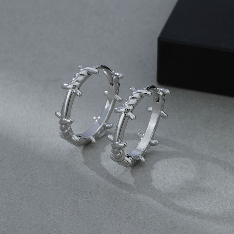 Thorn Plant Ear Clip Earrings For Men-Jewearrings