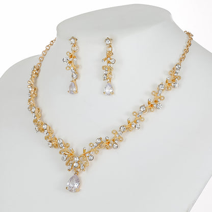 Necklace And Earrings Suite Female Clip Zircon Accessories-Jewearrings