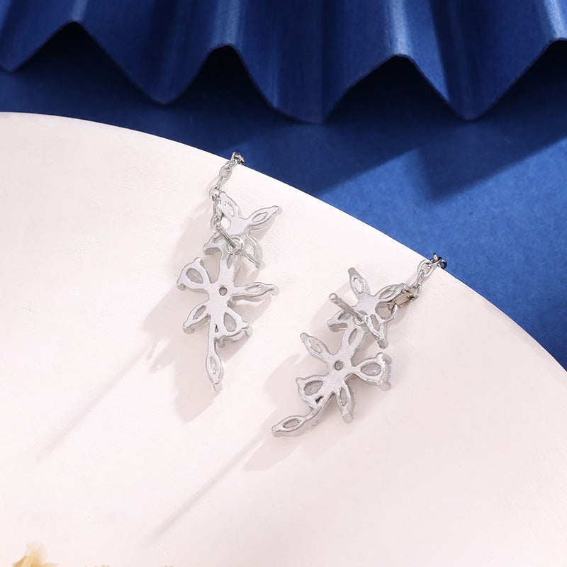 Long Tassel Flowers Light Luxury Stud Earrings For Women-Jewearrings