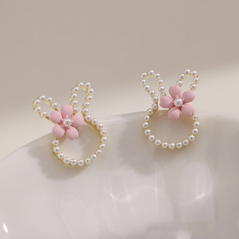 Sterling Silver Needle Sweet Ins Style Rabbit Stud Earrings-Jewearrings