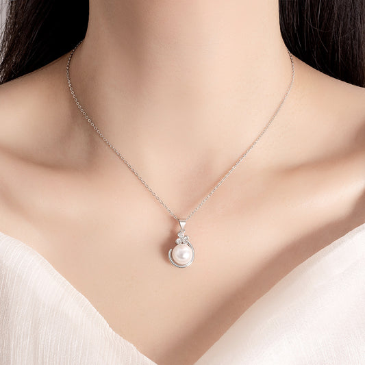 Simple Pearl Necklace Earrings Suit Women-Jewearrings