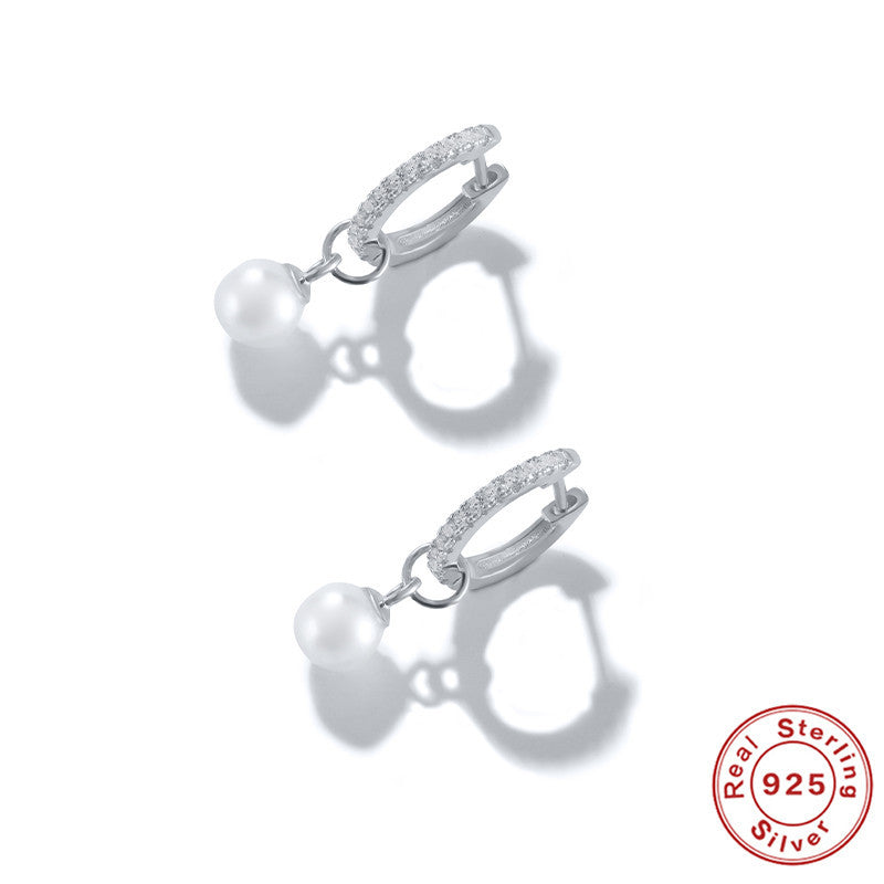 Sterling Silver Pearl Grace High-grade Thin Earrings-Jewearrings