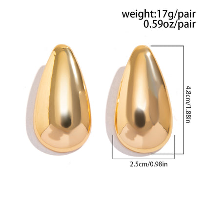 Design Glossy Water Drop Bean-shaped Stud Earrings Female-Jewearrings