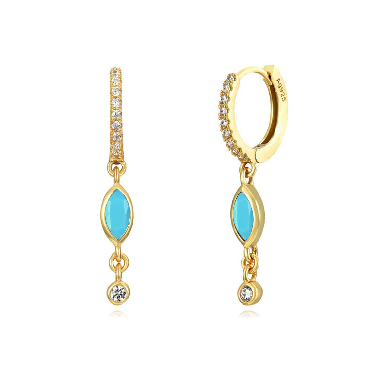 Women's Sterling Silver Needle Zircon Earrings-Jewearrings