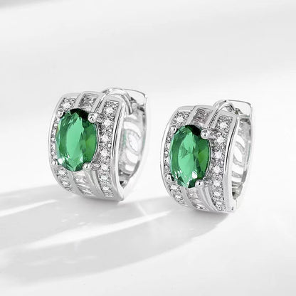 European And American Emerald Zircon Earrings High Sense-Jewearrings