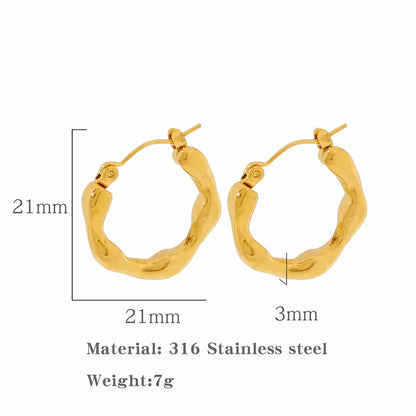 Retro French Metal Mirror Geometric Ring Ear Clip Female Special-interest Earrings-Jewearrings